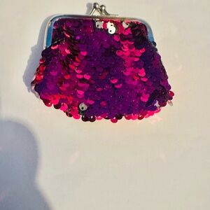 Sequin Fuchsia and Sliver Kisslock coin purse